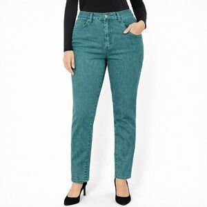 Vintage Women's Teal Straight Leg Jeans - Sizs 8 Measures 26”